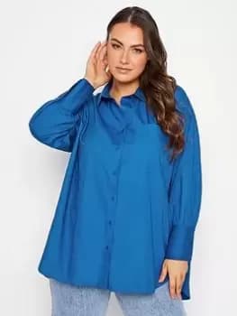 Yours Oversized Poplin Shirt Blue Size 16, Women