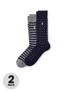 Polo Ralph Lauren 2 Pack Dot And Stripe Socks - Navy