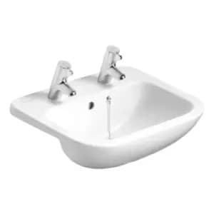 Ideal Standard Profile 21 Semi Countertop Wash Basin 2 Tap Holes 500 mm S249401 - 429777