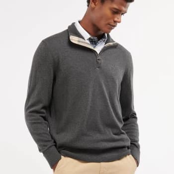 Barbour Mens Tain Half Zip Jumper - Charcoal Marl - M