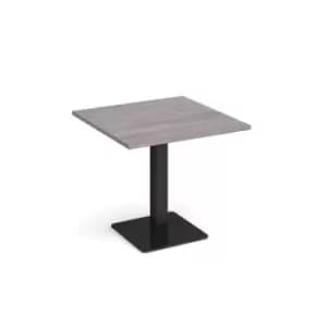 Brescia square dining table with flat square Black base 800mm - grey oak
