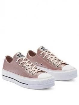Converse Chuck Taylor Womens All Star Glitter Lift Ox Plimsoll - Pink