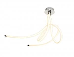 Semi Flush Ceiling Large Ribbons, 60W LED, 3000K, 4500lm, Polished Chrome, Frosted Acrylic