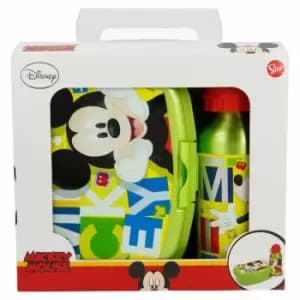Stor 2 Pcs Urban Back To School Set In Gift Box (aluminium Bottle 400 Ml + Urban Sandwich Box) Mickey Watercolors