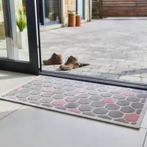 JVL Solemate Latex Honeycomb Doormat Pink