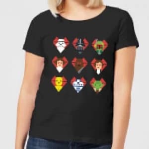 Star Wars Valentine's Pixel Montage Womens T-Shirt - Black
