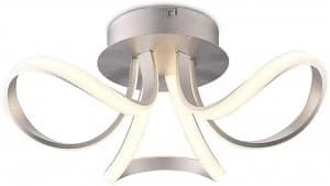 Semi Flush Ceiling 36W LED 2 Looped Arms 3000K, 2850lm, Silver, Frosted Acrylic