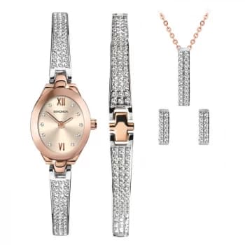 Sekonda Crystal Rose Ladies Watch & Jewellery Gift Set