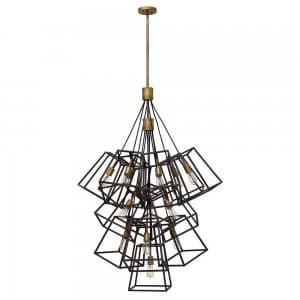 13 Light Large Cluster Drop Chandelier Pendant, Bronze