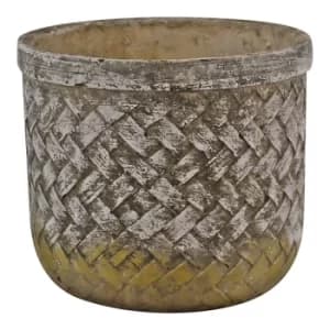 Weave Effect Cement Pot, Small, 16cm diameter