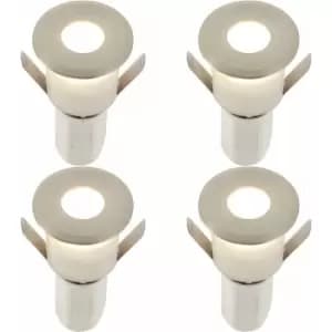 4 pack Recessed Decking IP67 Guide Light - 1.2W Cool White LED - Satin Nickel