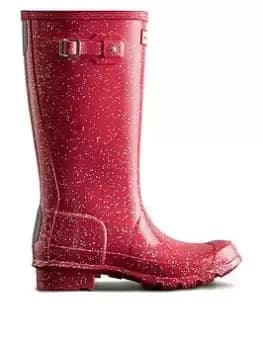 Hunter Original Kids Giant Glitter Wellington Boots, Red, Size 12 Younger