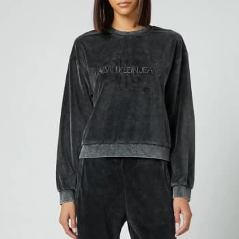 Calvin Klein Jeans Womens Wash Velvet Sweatshirt - CK Black - L