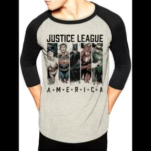 Justice League - America Mens Medium Baseball T-Shirt - White