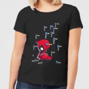 Marvel Deadpool Cartoon Knockout Womens T-Shirt - Black