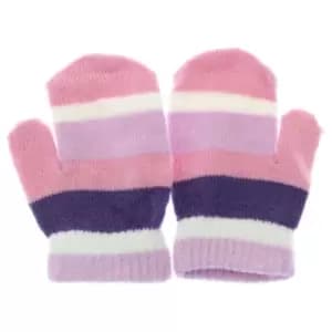 Childrens/Kids Striped Winter Magic Mittens (One Size) (Pink/Purple)
