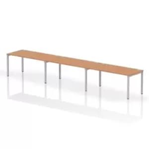 Impulse Bench Single Row 3 Person 1600 Silver Frame Office Bench Desk Oak