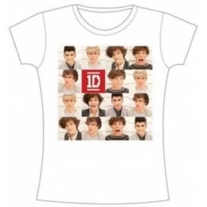 One Direction Polaroid Band Skinny White TS: Large