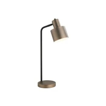 Endon Lighting Mayfield - Table Lamp Dark Antique Bronze Effect Plate & Textured Matt Black Paint 1 Light IP20 - E27