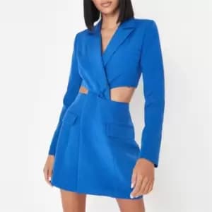 Missguided Twist Front Blazer Dress - Blue