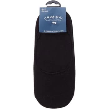 Criminal 5 Pack No Show Socks - Black