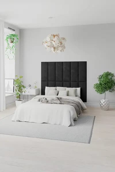 Aspire EasyMount Wall Mounted Upholstered Panels, Modular DIY Headboard in Kimiyo Linen Fabric (Pack of 2) Grey