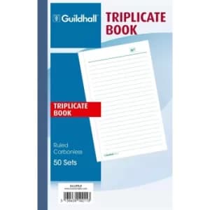 Exacompta Guildhall Triplicate Ruled Pad 50 sets 210mm x 135mm Pack of 5, white