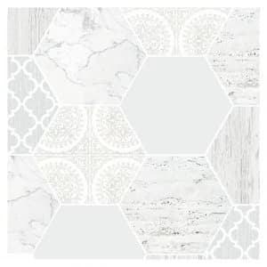Contour Hexagonal Marble Grey Wallpaper
