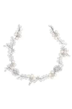 Silver Plated Star And Pearl Hair Vine
