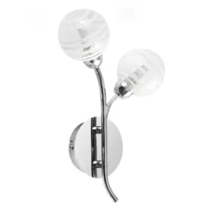 Maze Chrome Twin Wall Light with Glass Globe Shades