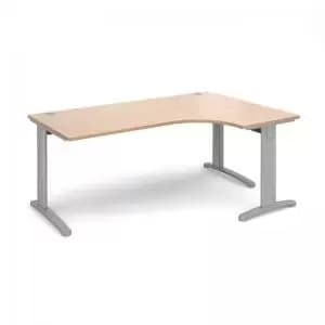 TR10 deluxe right hand ergonomic desk 1800mm - silver frame and beech