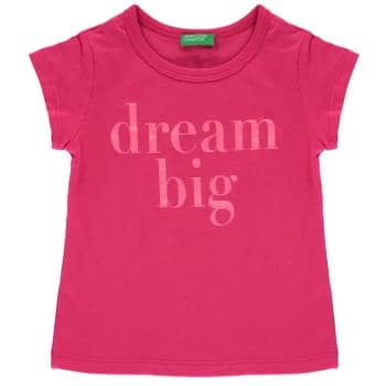 Benetton Dream Big T Shirt - Pink/White 02E