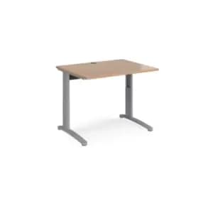 Office Desk Wheelchair Friendly Rectangular Desk 1000mm Beech Tops With Silver Frames TR10