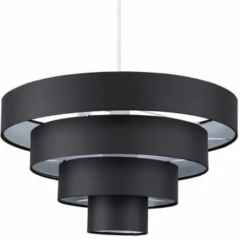 Minisun - 4 Tier Faux Silk Ceiling Light Shade Pendant - Black