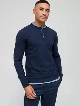 Superdry Long Sleeve Grandad Top - Navy Size M Men