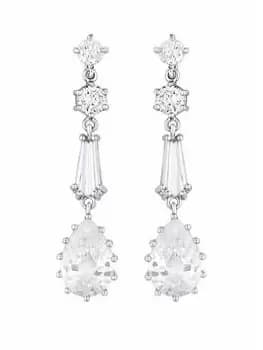 Jon Richard Rhodium Plated Cubic Zirconia Mixed Stone Drop Earrings