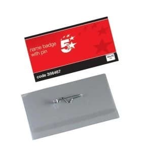 5 Star Office Name Badges Landscape with Pin 40x75mm Pack 100