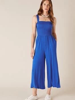 Monsoon Plain Jersey Jumpsuit - Blue Size L, Women