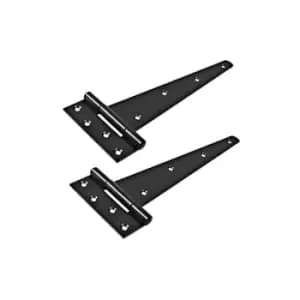 2x Black Metal 6" T Hinges, Tee Hinges with Fittings Powder Coated