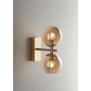 Fan Europe Lighting - Fan Europe Luce_Ambiente_Design - Twin Globe Wall Light, Brass Satin With Champagne Diffusers, G9