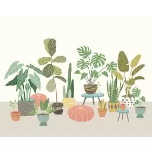 Origin Murals Houseplant Pots Grey Wall Mural - 3 x 2.4m
