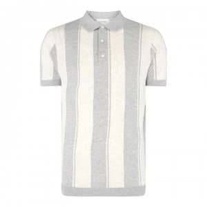 Calvin Klein Stripe Rugby Polo Shirt - Grey 921