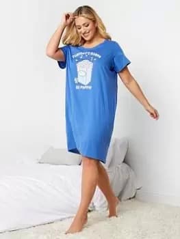 Yours Yours Popcorn Dipped Back Nightdress, Blue, Size 14-16, Women