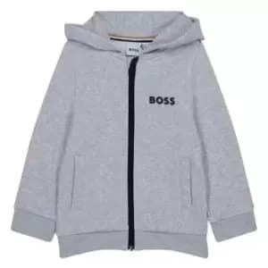 Boss Logo Zip Hoodie Junior - Grey