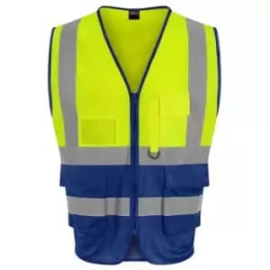 Pro RTX High Visibility Unisex Adults Executive Waistcoat (3XL) (Royal Blue/Hi Vis Yellow) - Royal Blue/Hi Vis Yellow