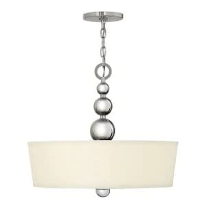 3 Light Ceiling Pendant Polished Nickel, E27
