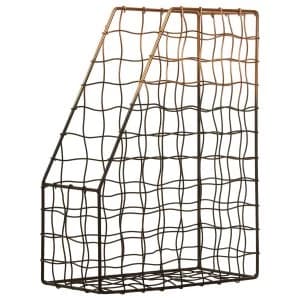 Premier Housewares Maison by Premier Mimo Wire Magazine Holder - Black/Rose Gold Finish