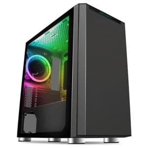 CiT Omega Micro Tower 1 x USB 3.0 / 2 x USB 2.0 Tempered Glass Side Window Panel Black Case with Addressable RGB LED Fan