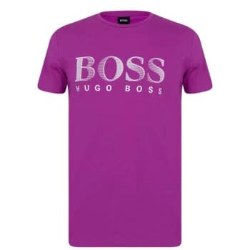 Hugo Boss Crew Neck Large Logo T-Shirt Bright Purple Size L Men