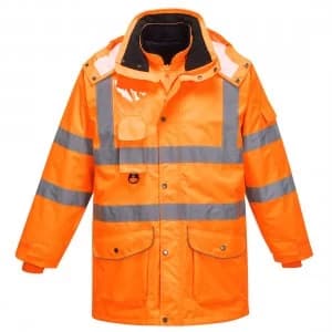 Oxford Weave 300D Class 3 Hi Vis GO/RT 7-in-1 Traffic Jacket Orange L